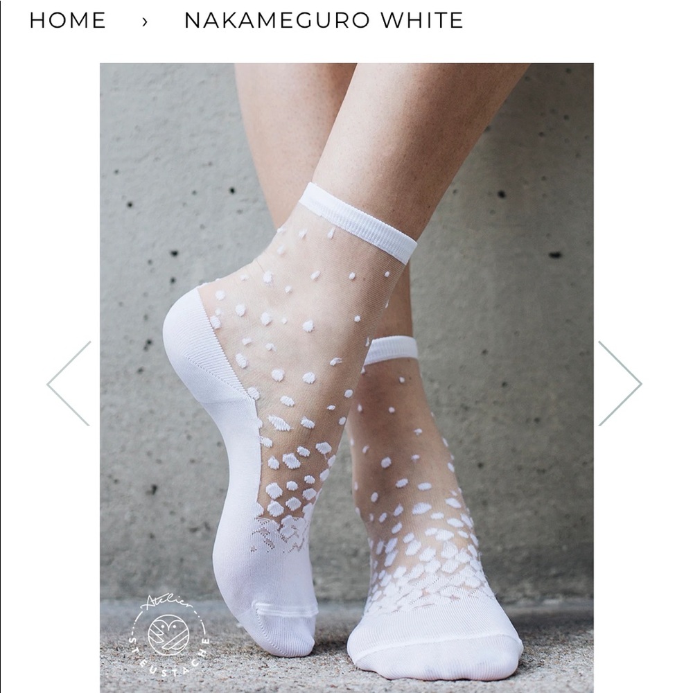 NWT Atelier St. Eustache,white transparent socks, size 7.5-9 designed in France.
